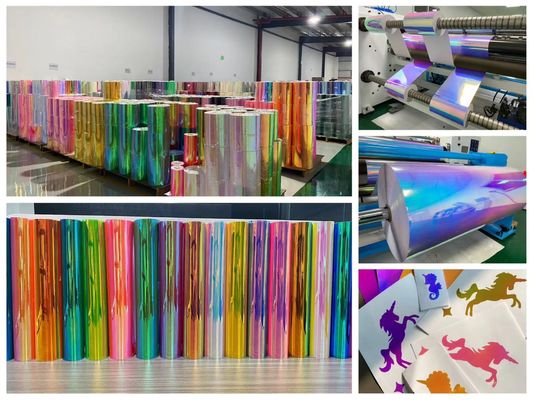 Removable Self-Adhesive Laser Color Decorative Glass Film PET Vinyl Color holographic rainbow film laser film