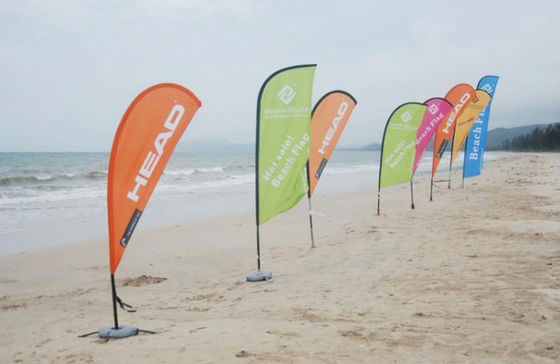 Advertising Custom Logo Printing Rectangle Teardrop Feather Aluminum and Fiberglass flag Pole Beach Flag Banner