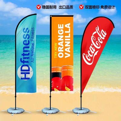 Reclame op maat Logo afdrukken Rechthoek Teardrop Feather Aluminium en glasvezel vlag Pole Beach Flag Banner